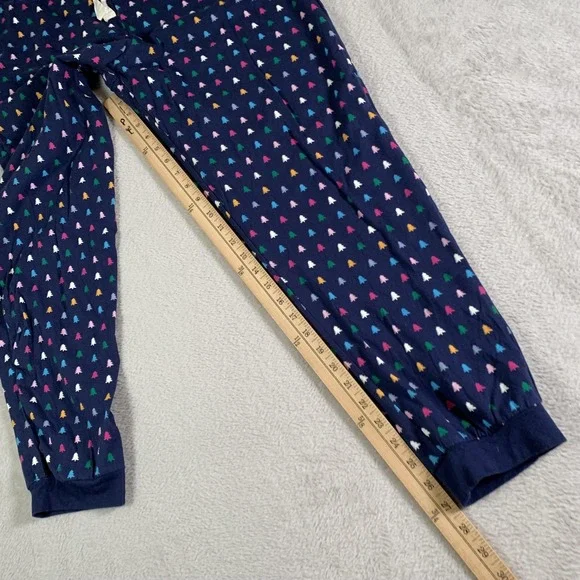 J.Crew Pajama Set Womens XL Blue‎ Christmas Tree Print Henley Top Joggers Cotton - Picture 12 of 16